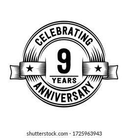 9 years logo design template. 9th anniversary vector and illustration.