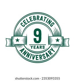 9 years logo design template. 9th anniversary vector and illustration.