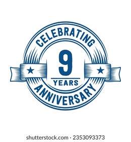 9 years logo design template. 9th anniversary vector and illustration.