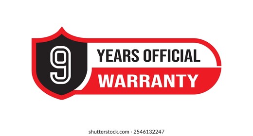 9 Years warranty badge for Product packaging warranty sticker