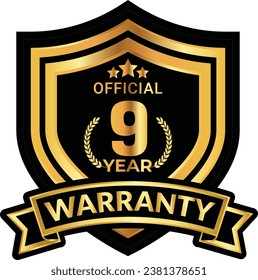 9 years warranty badge and warranty seal stamp
