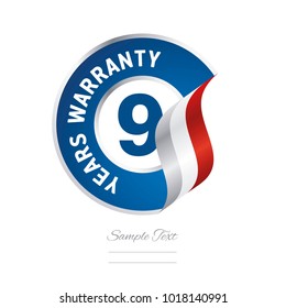 9 Years Warranty blue icon stamp vector