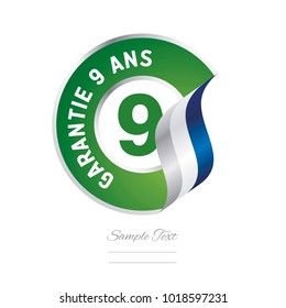 9 Years Warranty (French - Garantie 9 ans) green icon stamp vector