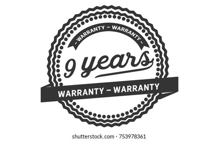 9 years warranty icon vintage rubber stamp guarantee