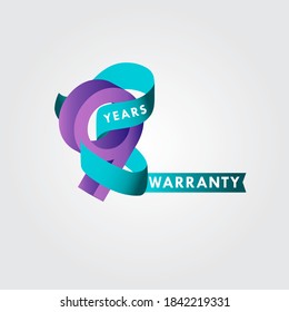 9 Years Warranty Ribbon Vector Template Design Illustration