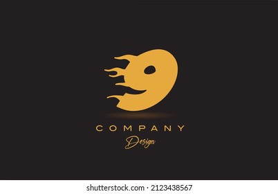 9 yellow number logo icon design. Creative template for business and company