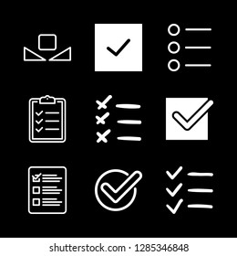 9 yes icons with checked and list in this set