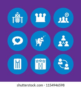 9 youth icons in vector set. hostel, teamwork, music and birthday and party illustration for web and graphic design