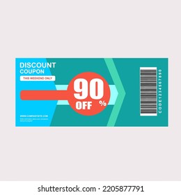 90% Aestetic coupon discount. Vintage cinema ticket concert and festival event, movie theater coupon. promo code gift voucher and coupons template. Vector illustration.