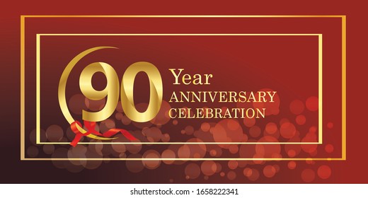 Plantilla vectorial de logotipo de 90 años. Diseño para banner, tarjetas de felicitación o impresión.