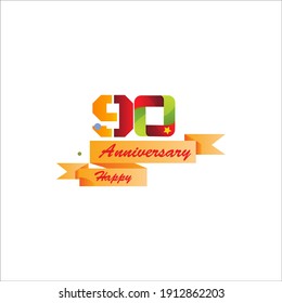Diseño de plantilla de logotipo para banner, afiche, ilustrador de vectores de tarjetas de 90 años