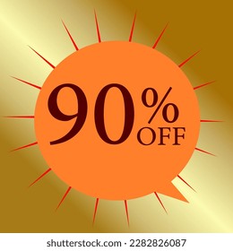 90% Big offer on gold flashy background.