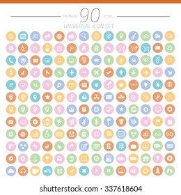 90 Big Web Universal Icon Set,button Icons on white background,clean vector