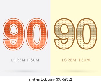 90, Brick, Construction font graphic design.