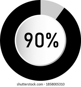90% circle percentage diagram ready-to-use for web design, user interface (UI) or infographic - indicator with black and ash