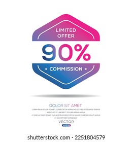 90 % begrenztes Angebot der Kommission, Vektorlabel.