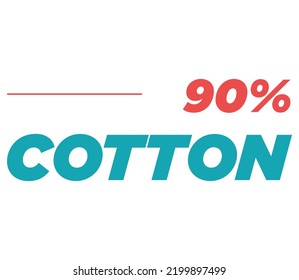 90% Cotton Label Sign for product vector art illustration with stylish font and Green Red color
