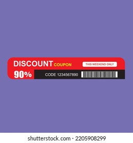 90% coupon discount futuristic. Vintage cinema ticket concert and festival event, movie theater coupon. promo code gift voucher and coupons template. Vector illustration.