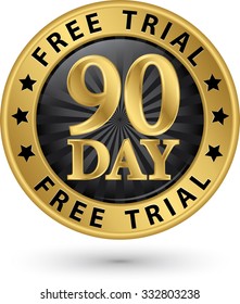 90 day free trial golden label, vector illustration 