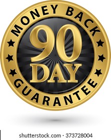 90 Day Money Back Guarantee Golden Sign, Vector Illustration