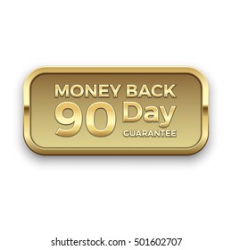 90 day money back guarantee golden badge, vector