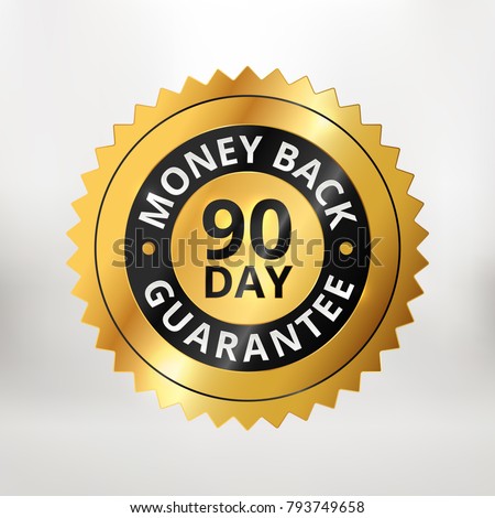 90 day money back guarantee label - golden badge for website, service or product label design 