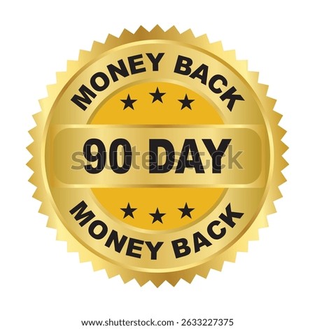 90 day money back label vector flat icon for customer satisfaction guarantee on a white background.