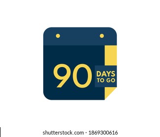 90 days to go calendar icon on white background, 90 days countdown, Countdown left days banner image