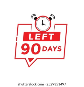 90 days left badge icon, sale web banner countdown promo deal timer. vector illustration design.