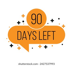 90 days left balloon. Count days remaining vector design. Banner for business, events and special dates