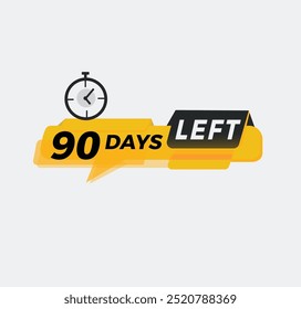 Quedan 90 días, cuenta regresiva. Anuncio promocional, elemento promocional Anuncio de marketing. Ilustración vectorial.