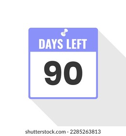 90 Days Left Countdown sales icon. 90 days left to go Promotional banner