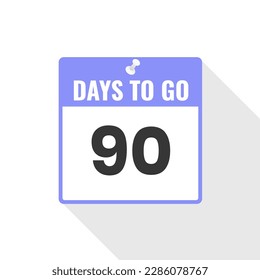 Icono de ventas de cuenta regresiva 90 días a la izquierda. Quedan 90 días para ir Banner promocional