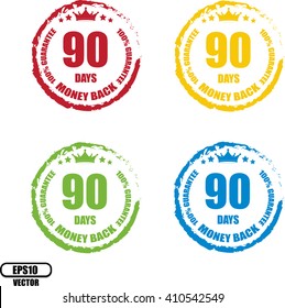 90 days Money back, Button, label and sign - Vector illustration