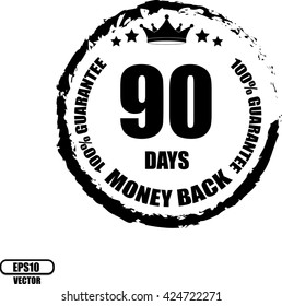 90 days Money back, Button, label and sign - Vector illustration
