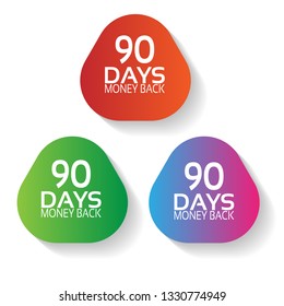 90 days money back colorful sticker, label, sign,90 days money back symbol.