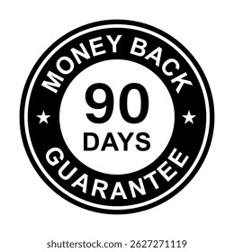 90 dias dinheiro de volta ícone de garantia vetor para design gráfico, logotipo, site, mídias sociais, aplicativo móvel, ilustração da interface do usuário