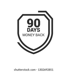 90 Days Money Back Shield.rubber stamp, label, badge, logo,seal. Designed for your web site design, logo, app, UI