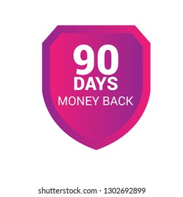 90 Days Money Back Shield.rubber stamp, label, badge, logo,seal. Designed for your web site design, logo, app, UI
