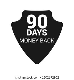 90 Days Money Back Shield.rubber stamp, label, badge, logo,seal. Designed for your web site design, logo, app, UI