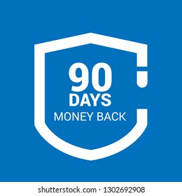 90 Days Money Back Shield.rubber stamp, label, badge, logo,seal. Designed for your web site design, logo, app, UI