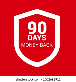 90 Days Money Back Shield.rubber stamp, label, badge, logo,seal. Designed for your web site design, logo, app, UI