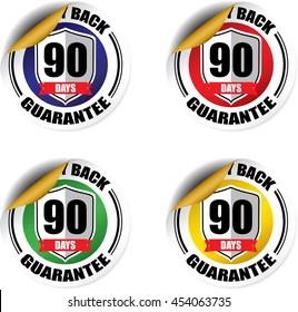 90 days money back,Guarantee sticker, button, label and sign set - vector