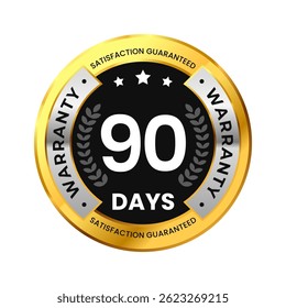 90 dias de garantia de ouro premium e design elegante círculo. Para o estilo de luxo do adesivo da qualidade do produto. Ilustração de vetor