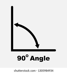 90 degree angle icon, isolated icon with angle symbol and text, vector illustration.