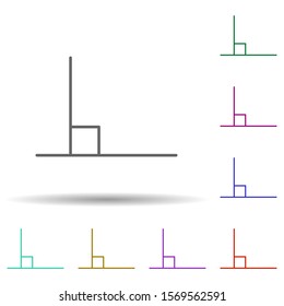 90 degree angle multi color icon. Simple thin line, outline vector of geometric figures icons for ui and ux, website or mobile application