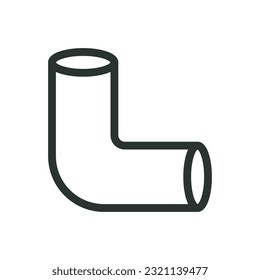 90 degree pipe angle isolated icon, angle tube connector vector icon with editable stroke