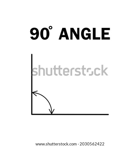 90 degree right angle. Geometric mathematical ninety angle with arrow vector icon isolated on white background. Educational learning teachers material