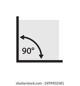 90 degrees angle icon isolated vector illustration on white background.