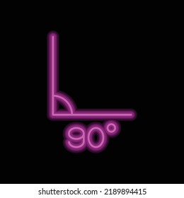 90 Grad Winkel einfache Symbol Vektorgrafik. Flaches Design. violetter Neon auf schwarzem Hintergrund.ai